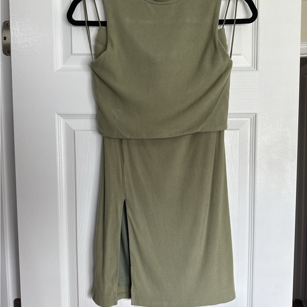 Elegant Olive Green Two Piece Set